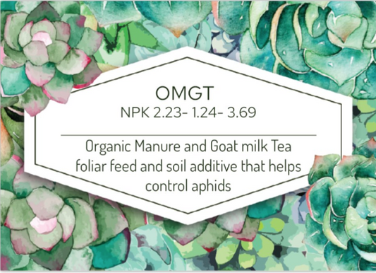 Organic Manure and Goat milk Tea, NPK 2.23- 1.24- 3.69 , foliar feed and soil additive that helps control aphids